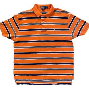 Polo Ralph Lauren Men's Embroidered Short Sleeve Striped Polo Shirt Orange Large